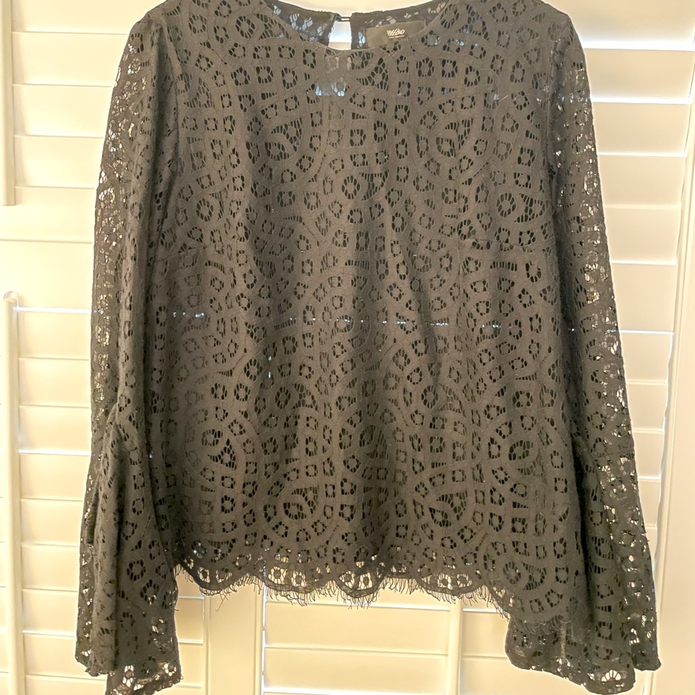 Mossimo Black Eyelet Top